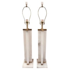 Pair of Large Italian Alabaster Lamps