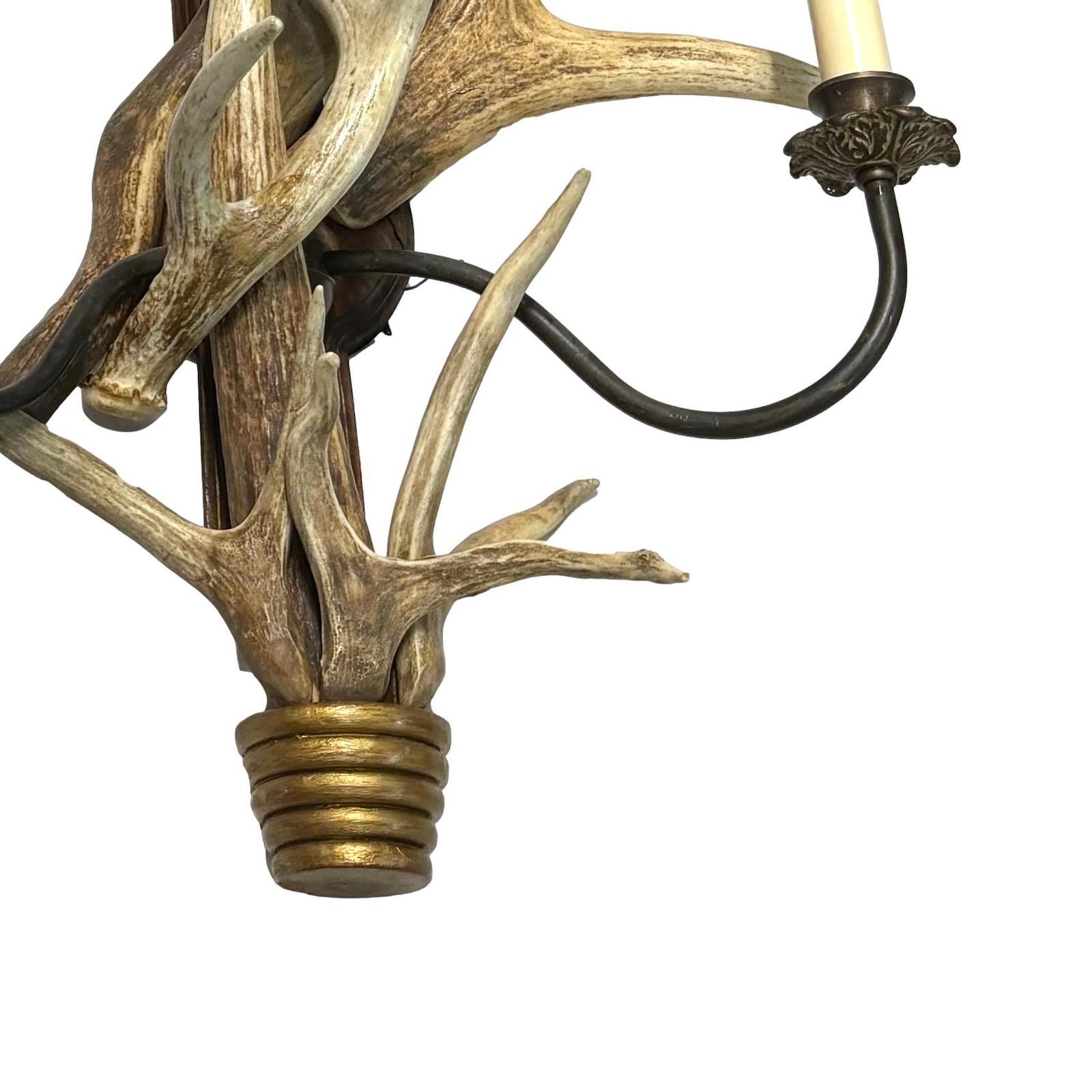 Pair of large Italian Antler Sconces In Good Condition For Sale In New York, NY