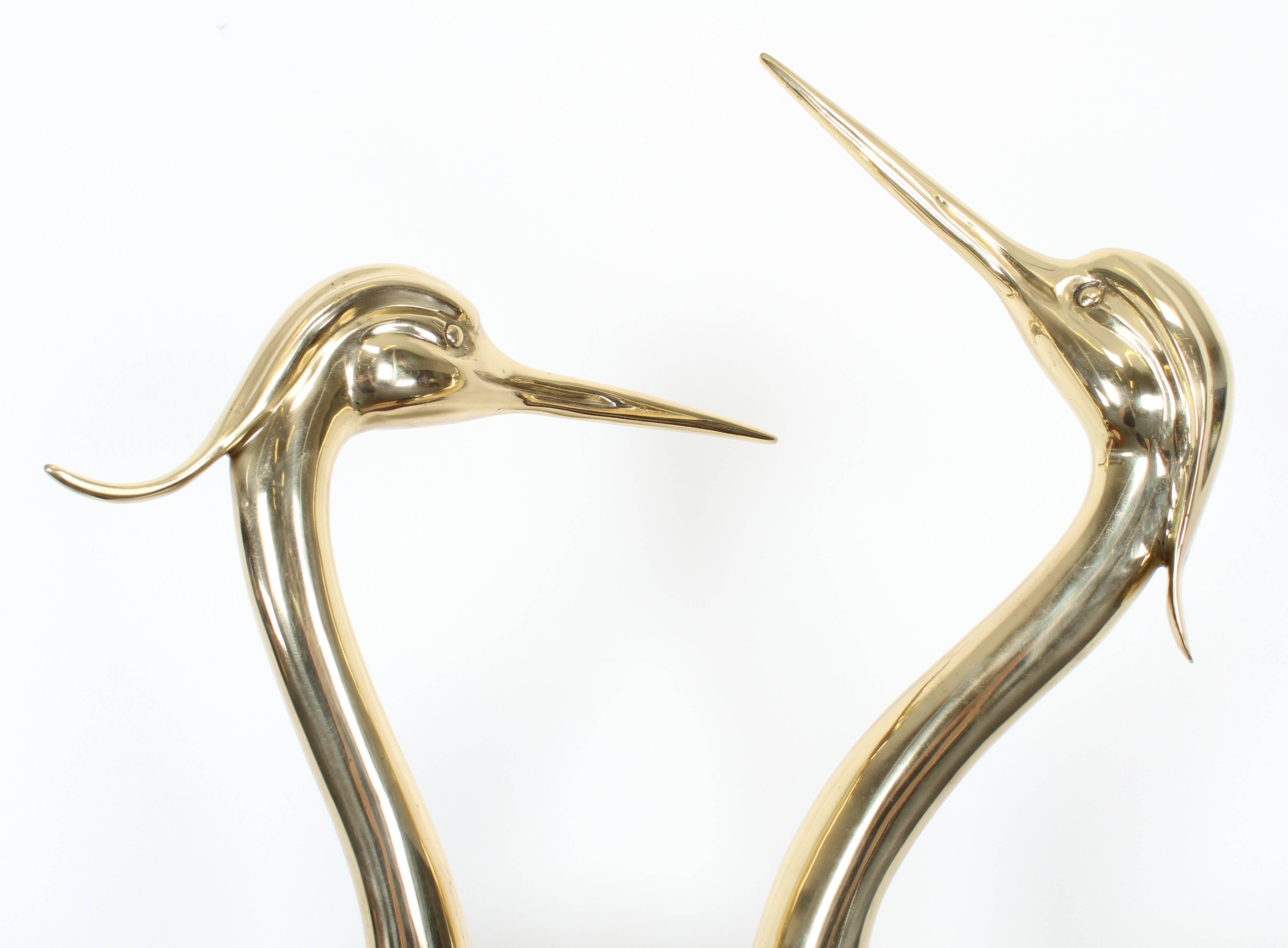Pair of Large Italian Antonio Pavia Style Cranes or Egrets on Marble Base, 1980s In Good Condition In Hamburg, PA