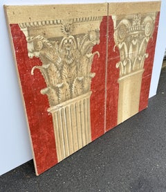 Paar große italienische architektonische Säulen-Wandtafel-Kunstwerke