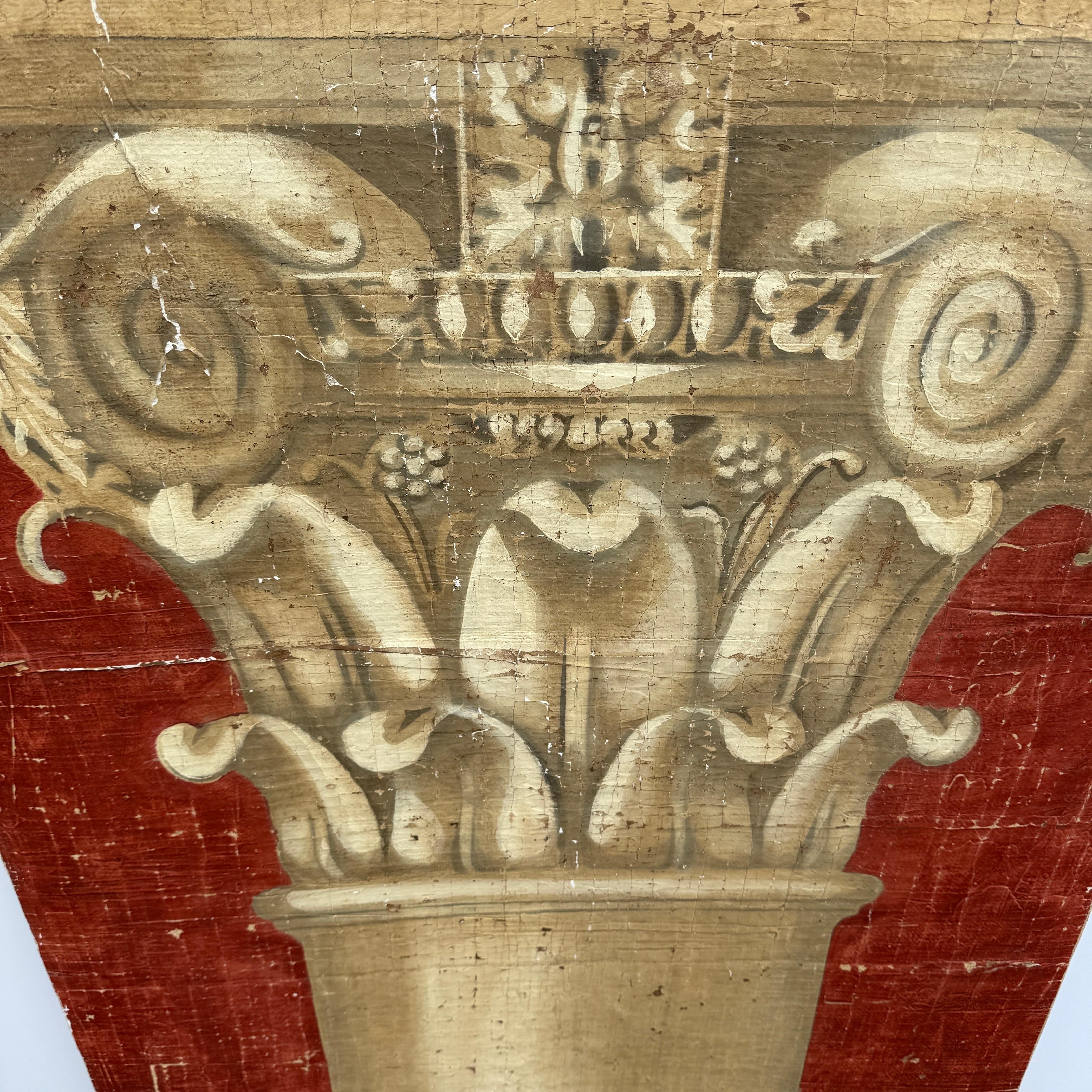 Tela Coppia di pannelli da parete con colonne architettoniche italiane di grandi dimensioni in vendita
