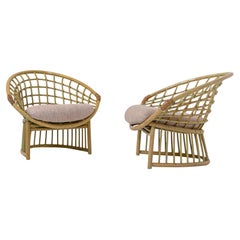Pair of Large Italian Bamboo and Rattan Armchairs