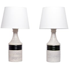 Pair of Large Italian Birch Bark Texture Bitossi Table Lamps, 1980s