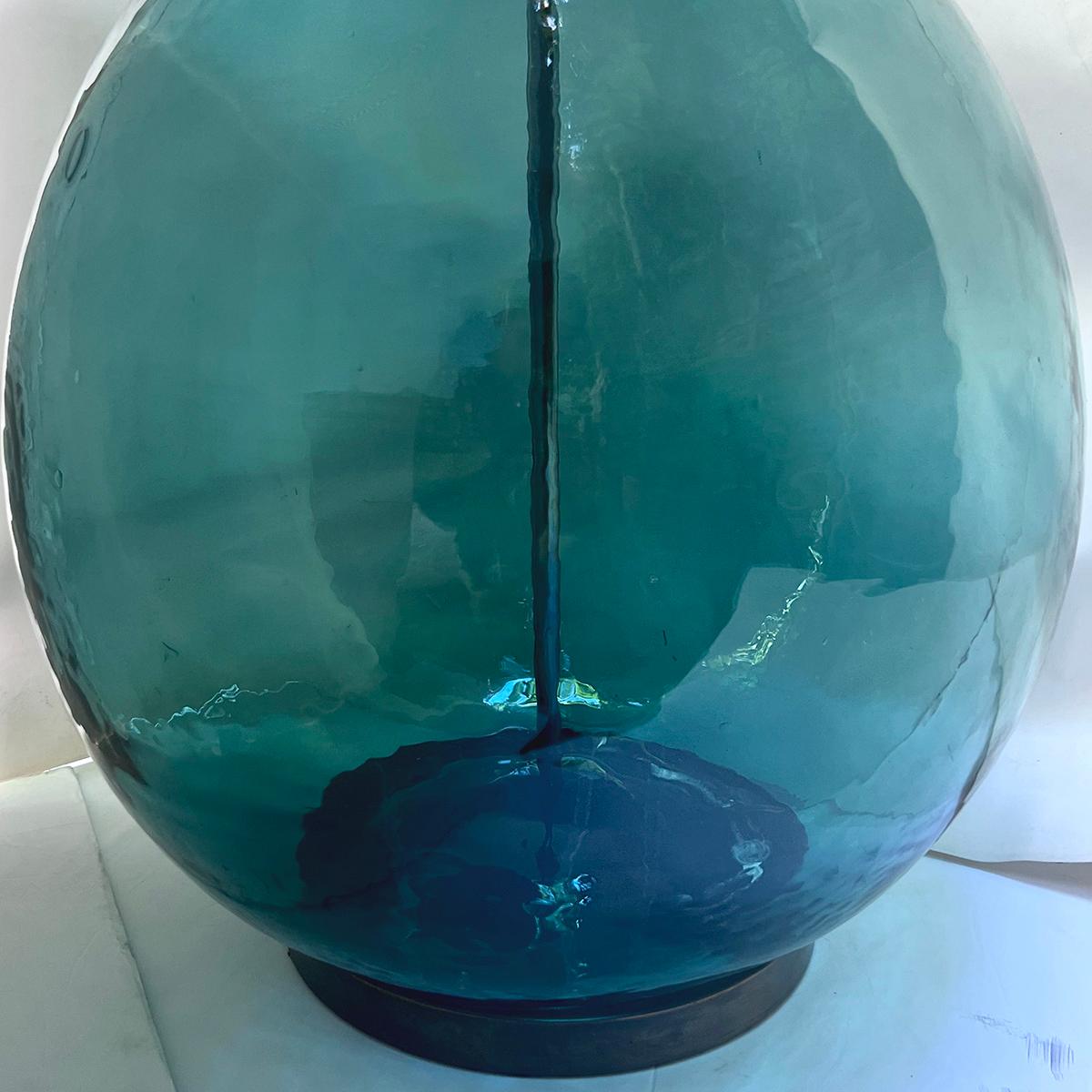 Pair of Large Italian Blown Glass Lamps In Good Condition In New York, NY