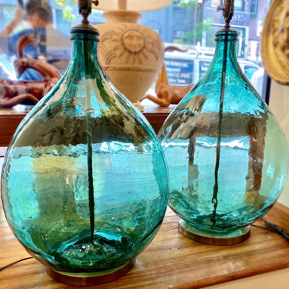 Pair of Large Italian Blown Glass Lamps 1
