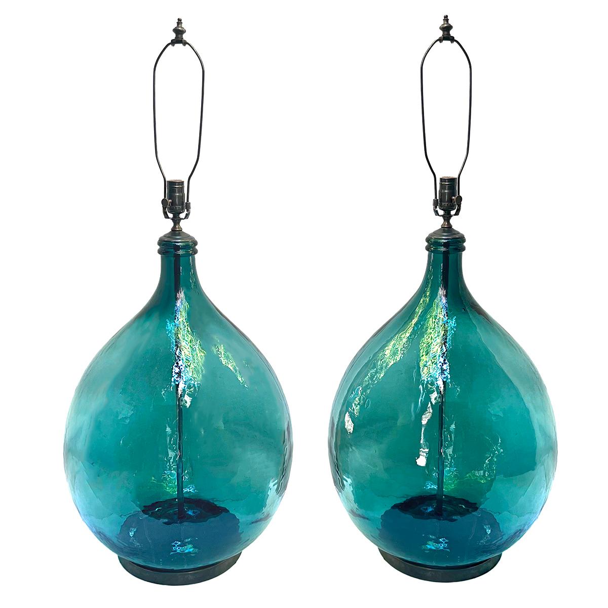 Pair of Large Italian Blown Glass Lamps For Sale 4