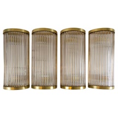 Pair Of Large Italian Brass Venini Style Wall Lights, Contemporary, UL Certified