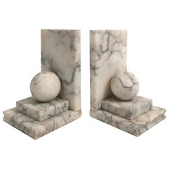 Pair of Large Italian Carrara Marble Bookends, circa 1960s