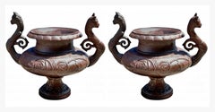 Pair of Large Italian Cast Iron Goblets End 19th Century