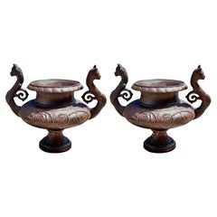 Pair of Large Italian Cast Iron Goblets End 19th Century