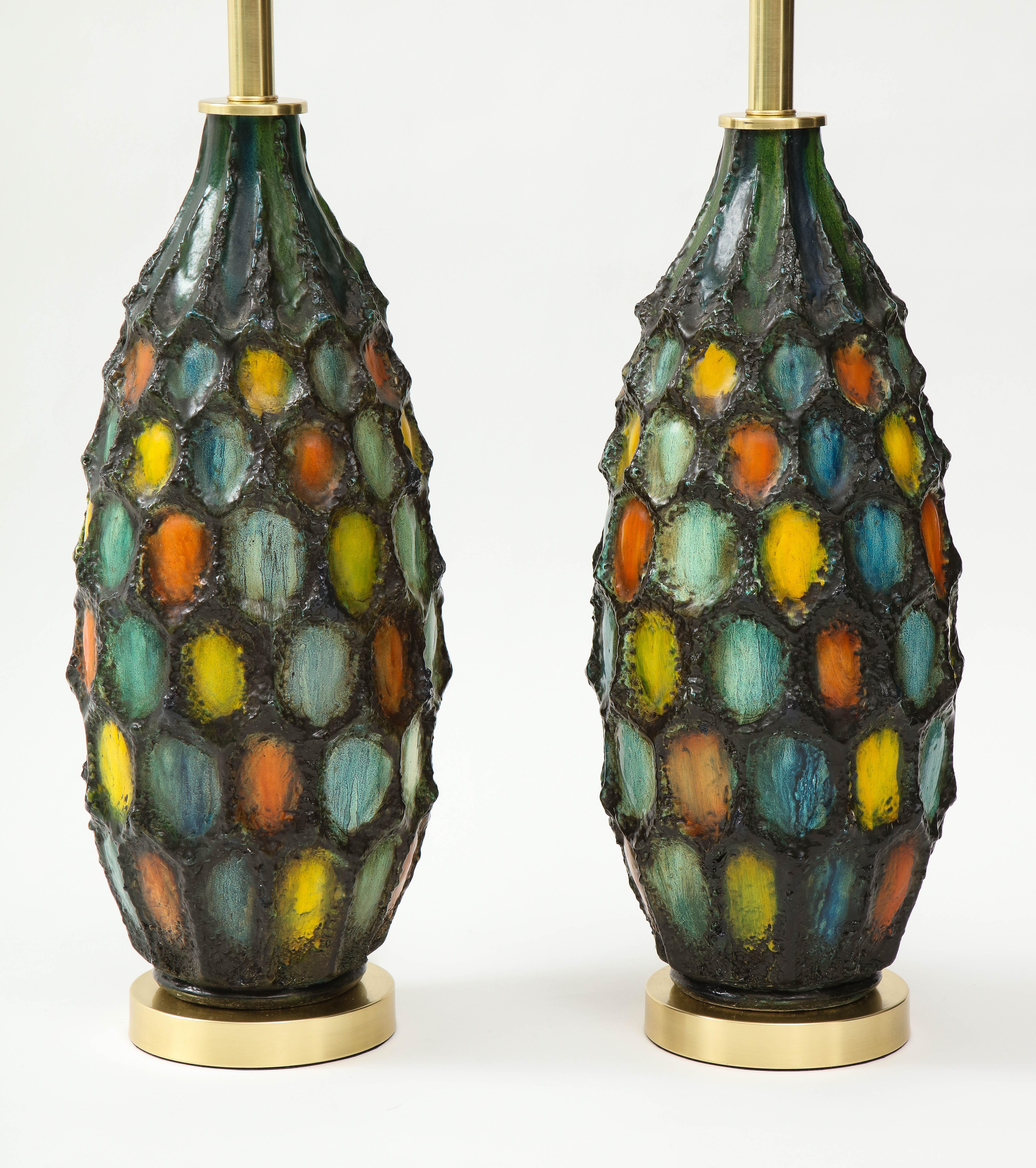 Mid-Century Modern Pair of Large Italian Ceramic Lamps