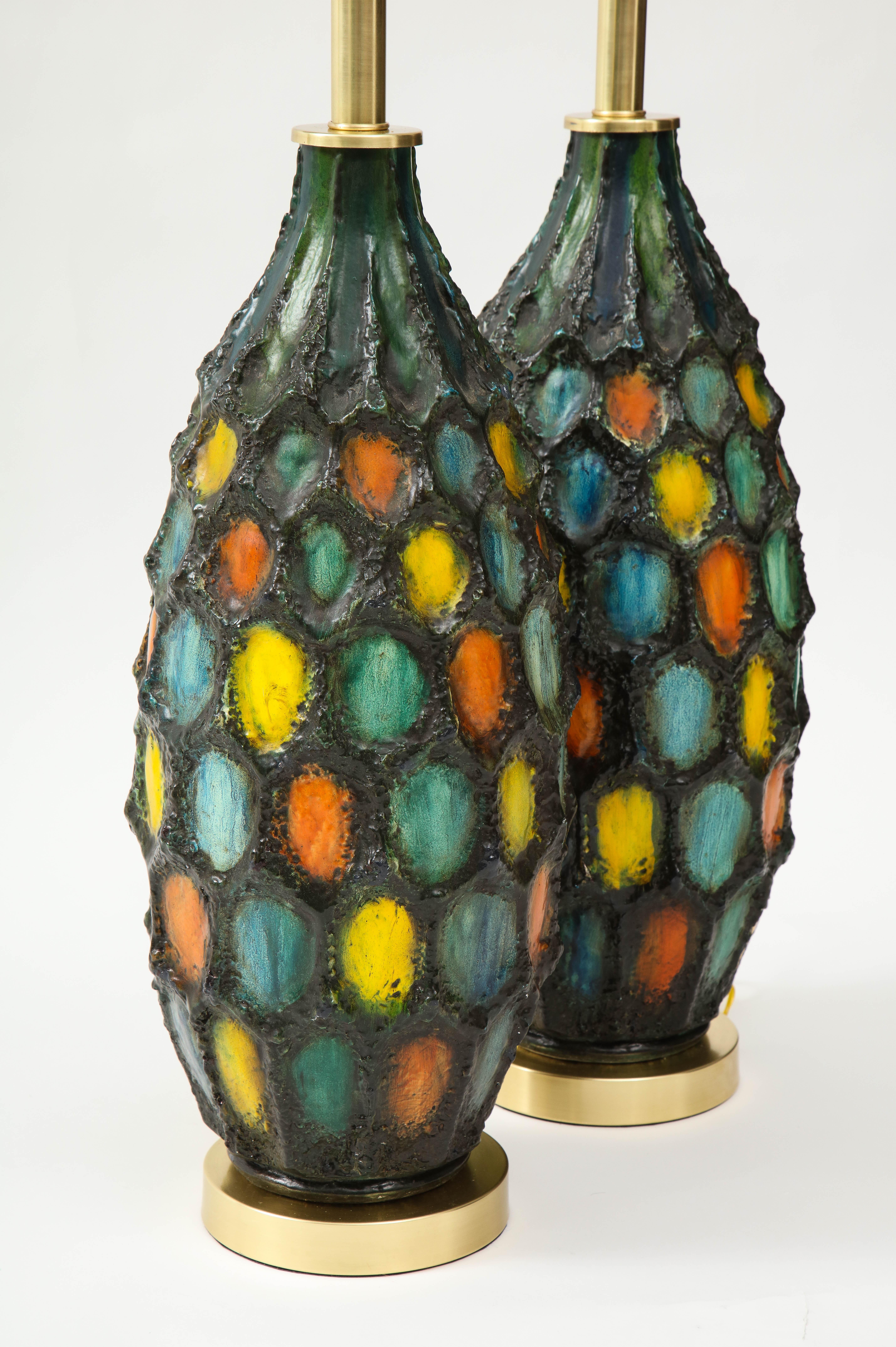 Pair of Large Italian Ceramic Lamps In Good Condition In New York, NY