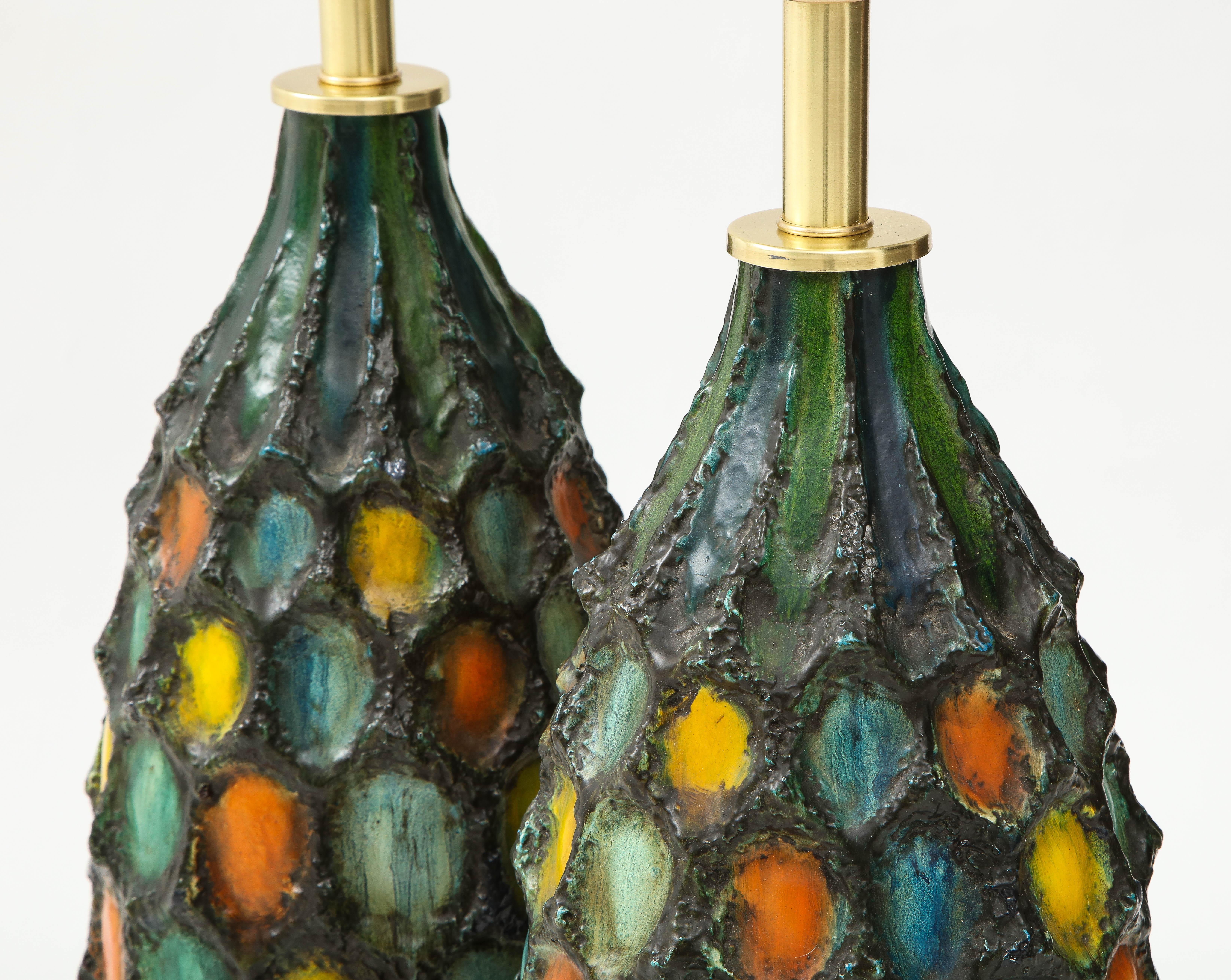 Mid-20th Century Pair of Large Italian Ceramic Lamps