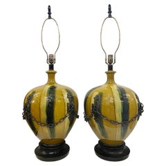 Coppia di grandi lampade italiane in ceramica