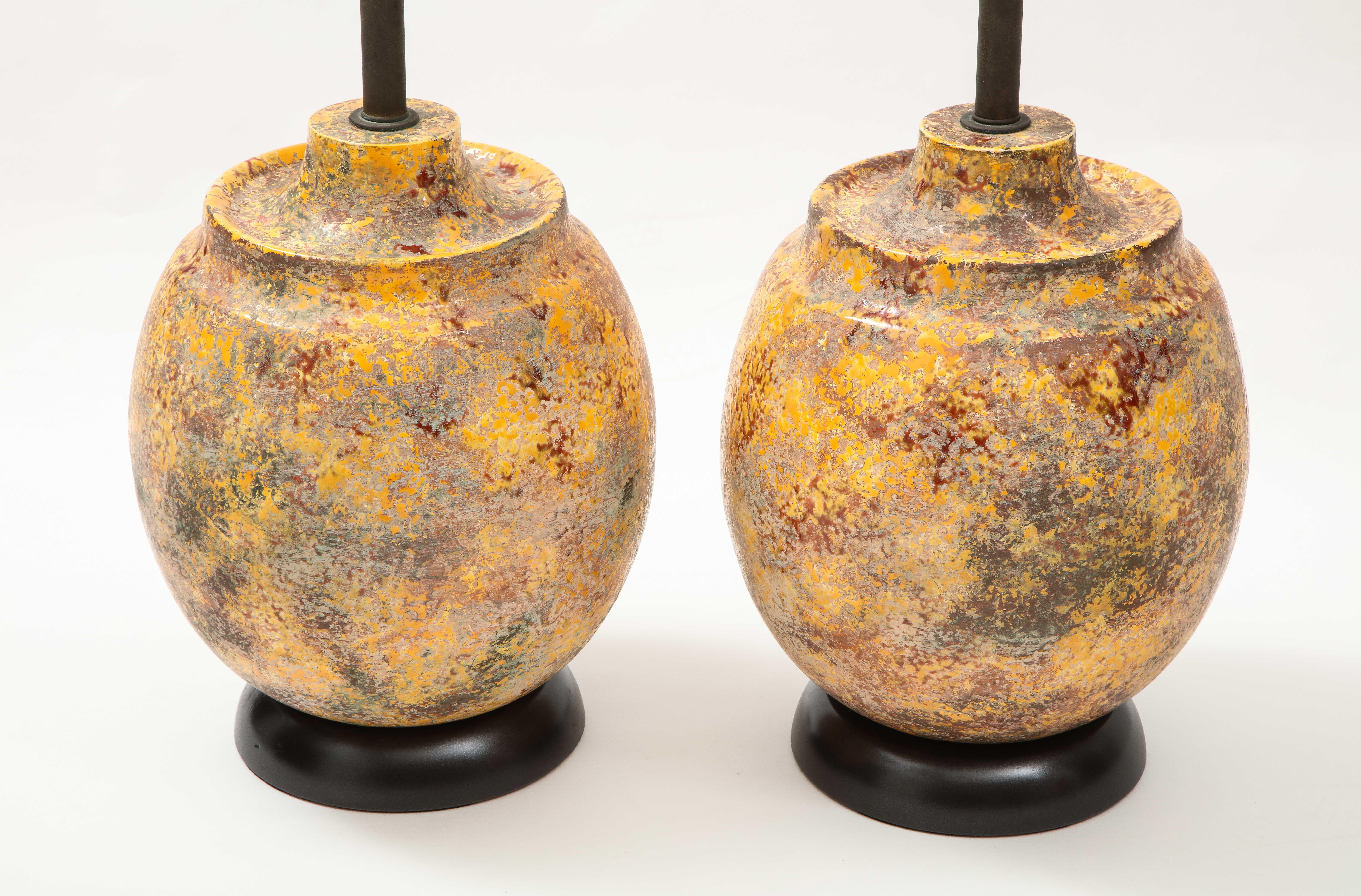 Pair of Large Italian Ceramic Lamps with a 