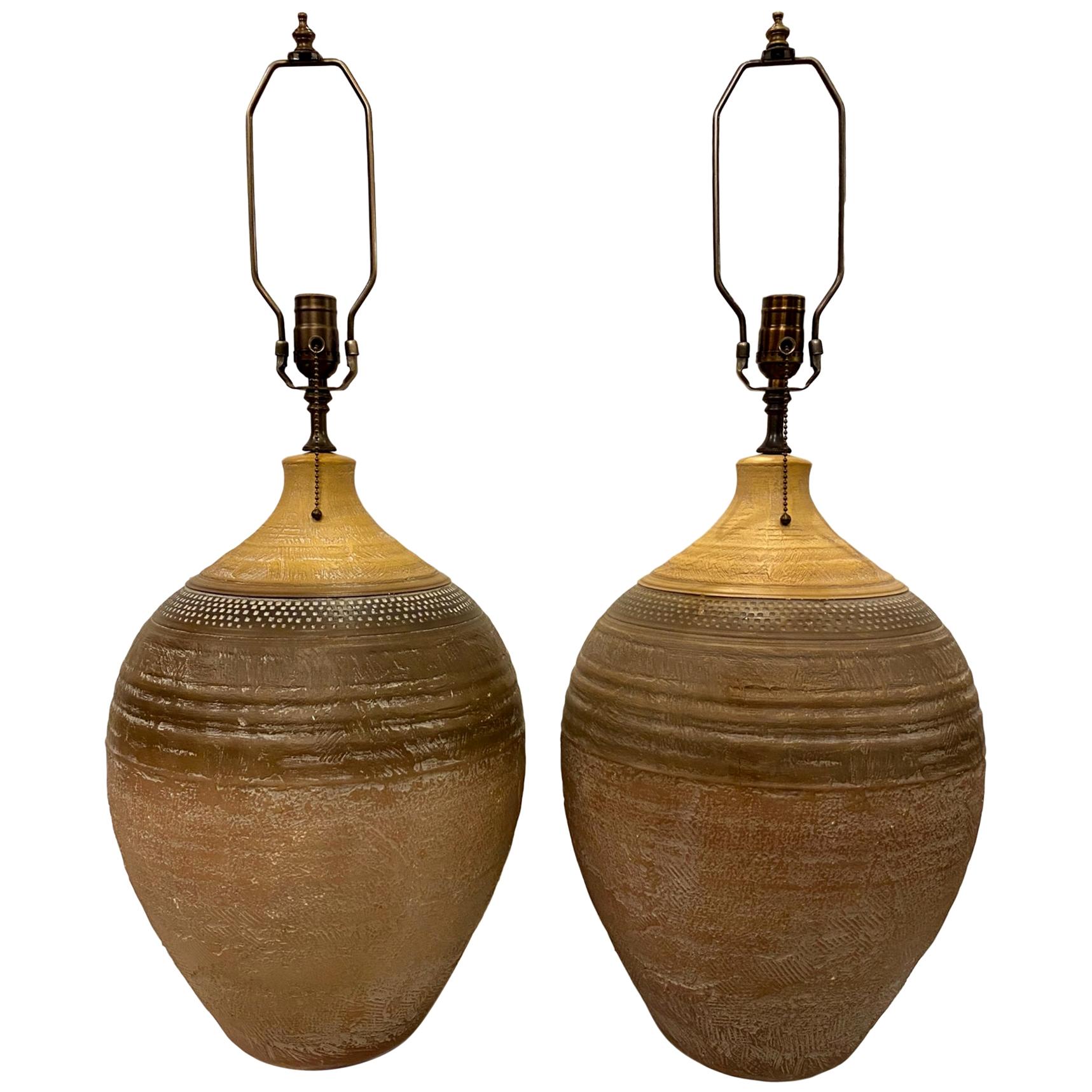 Pair of Large Ceramic Table Lamps at 1stDibs