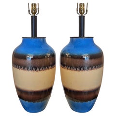 Vintage Pair of Large Italian Ceramic Table Lamps