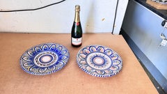 Pair of Large Italian Decorative Plates or Serving Dishes, Hand-Painted, 1970s