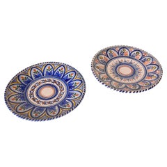 Pair of Large Italian Decorative Plates or Serving Dishes, Hand-Painted, 1970s