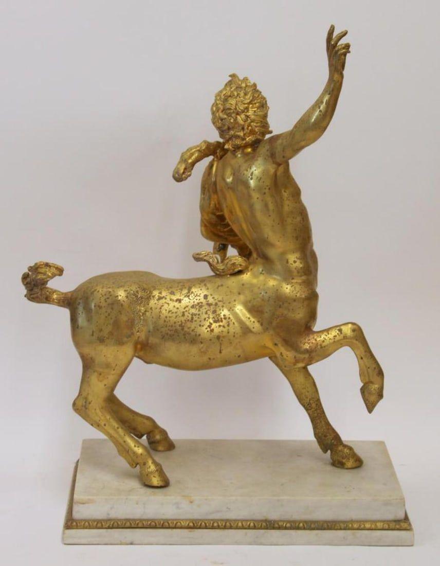 pair of large Italian Furietti Centaur Gilt Bronze and Marble Sculptures In Good Condition In New York, NY