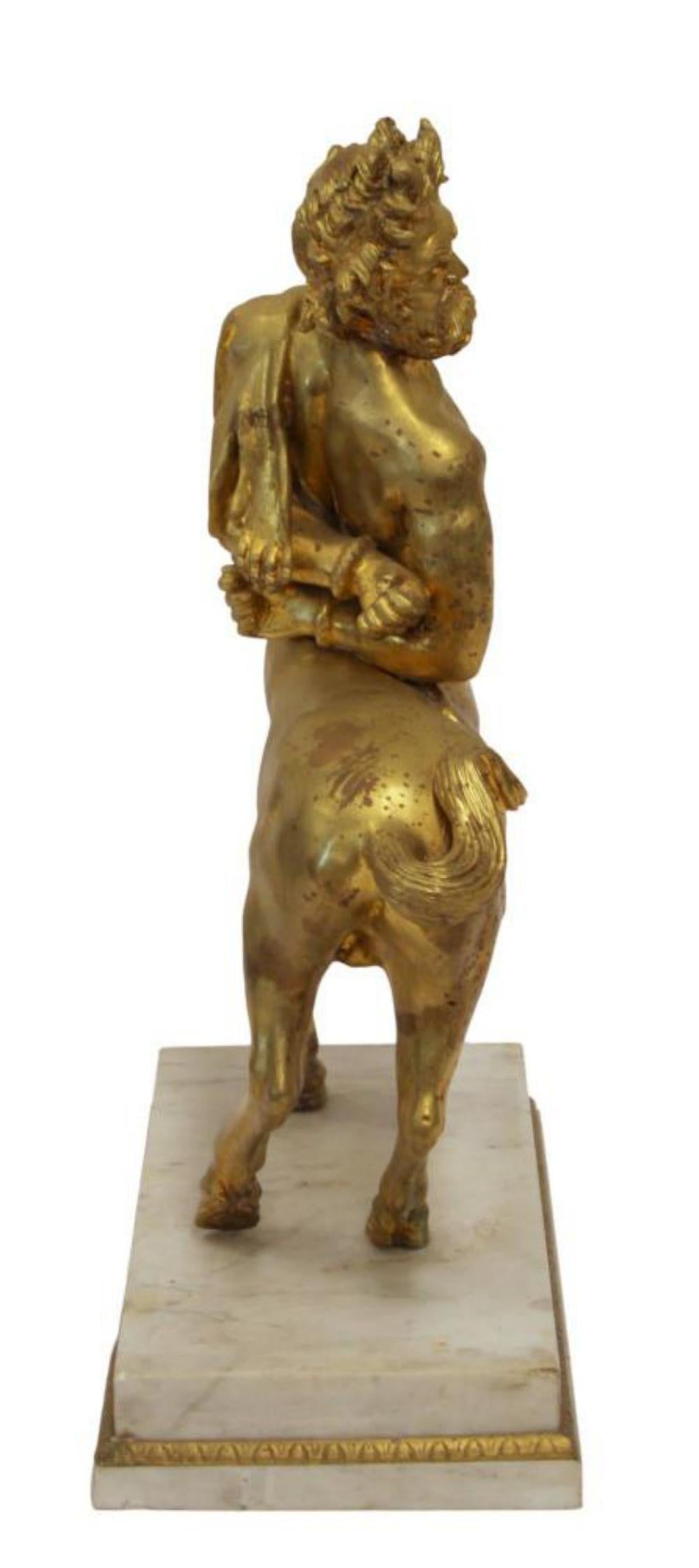 pair of large Italian Furietti Centaur Gilt Bronze and Marble Sculptures 1