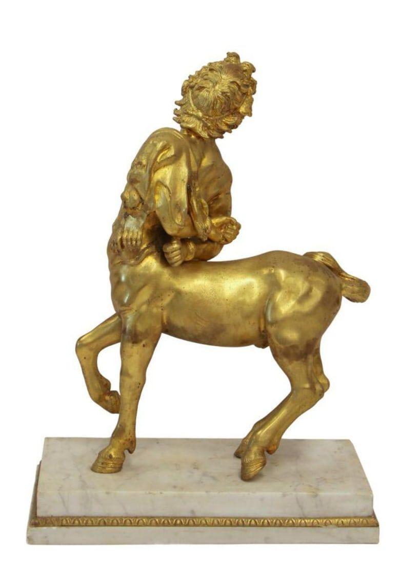 pair of large Italian Furietti Centaur Gilt Bronze and Marble Sculptures 2