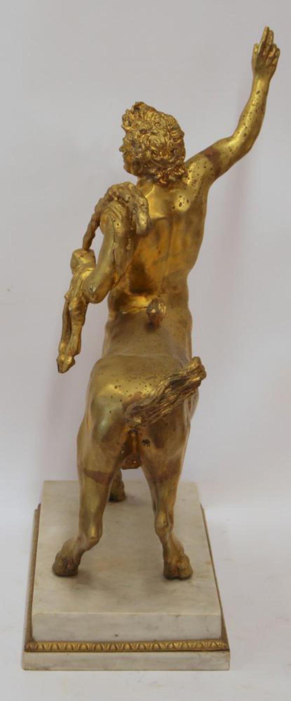 pair of large Italian Furietti Centaur Gilt Bronze and Marble Sculptures 3