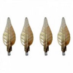 Murano Glass Leaf Sconces by Barovier & Toso, Bronze, 1950s