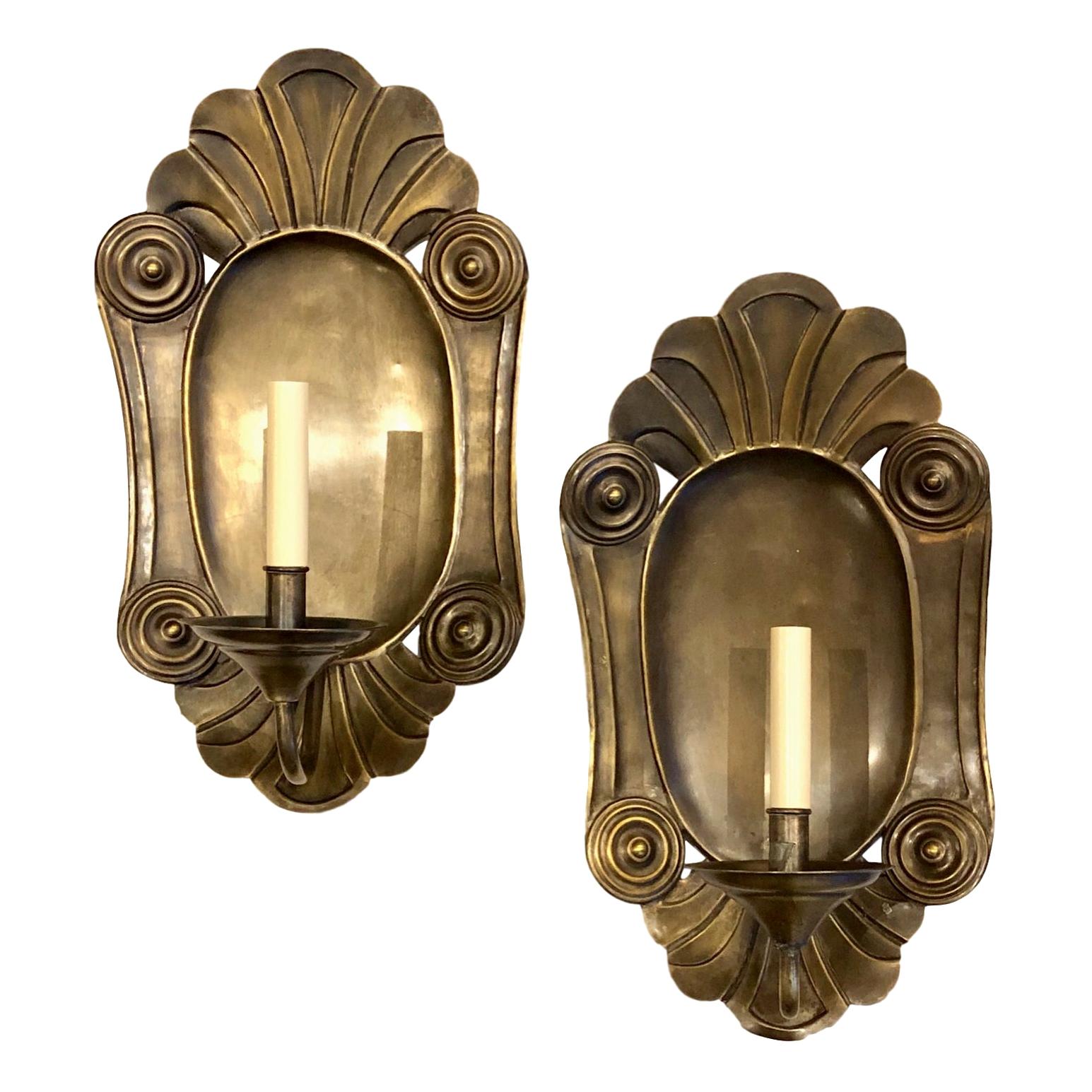 Pair of Large Italian Hammered Sconces