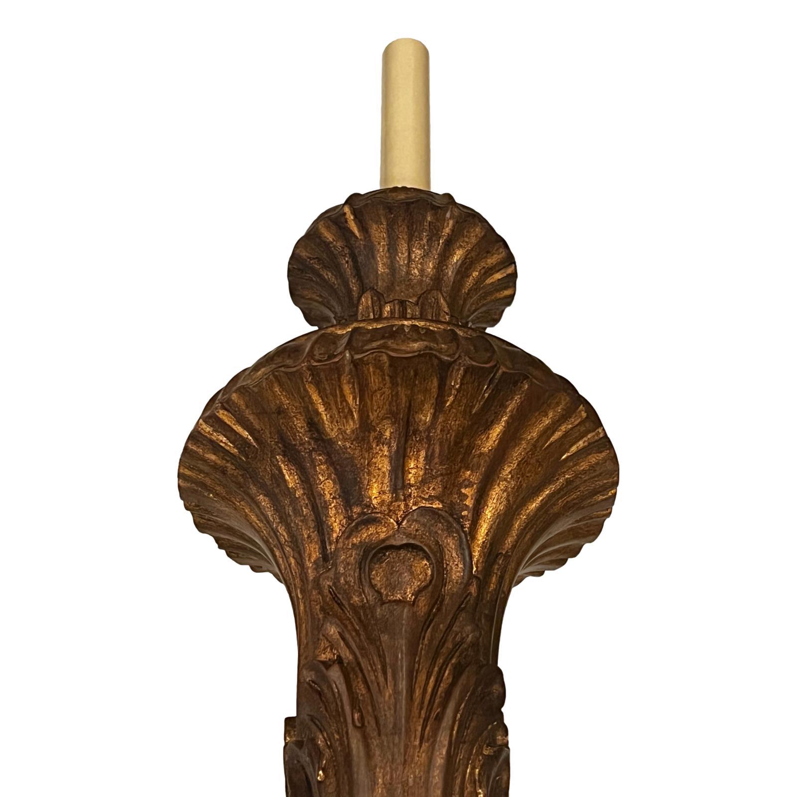 Carved Pair of Large Italian Hand Sconces For Sale