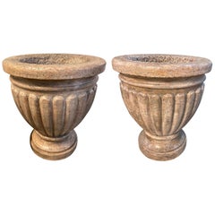 Pair of Large Italian Marble Urns