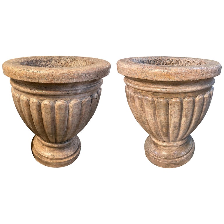 Pair of Large Italian Marble Urns at 1stDibs
