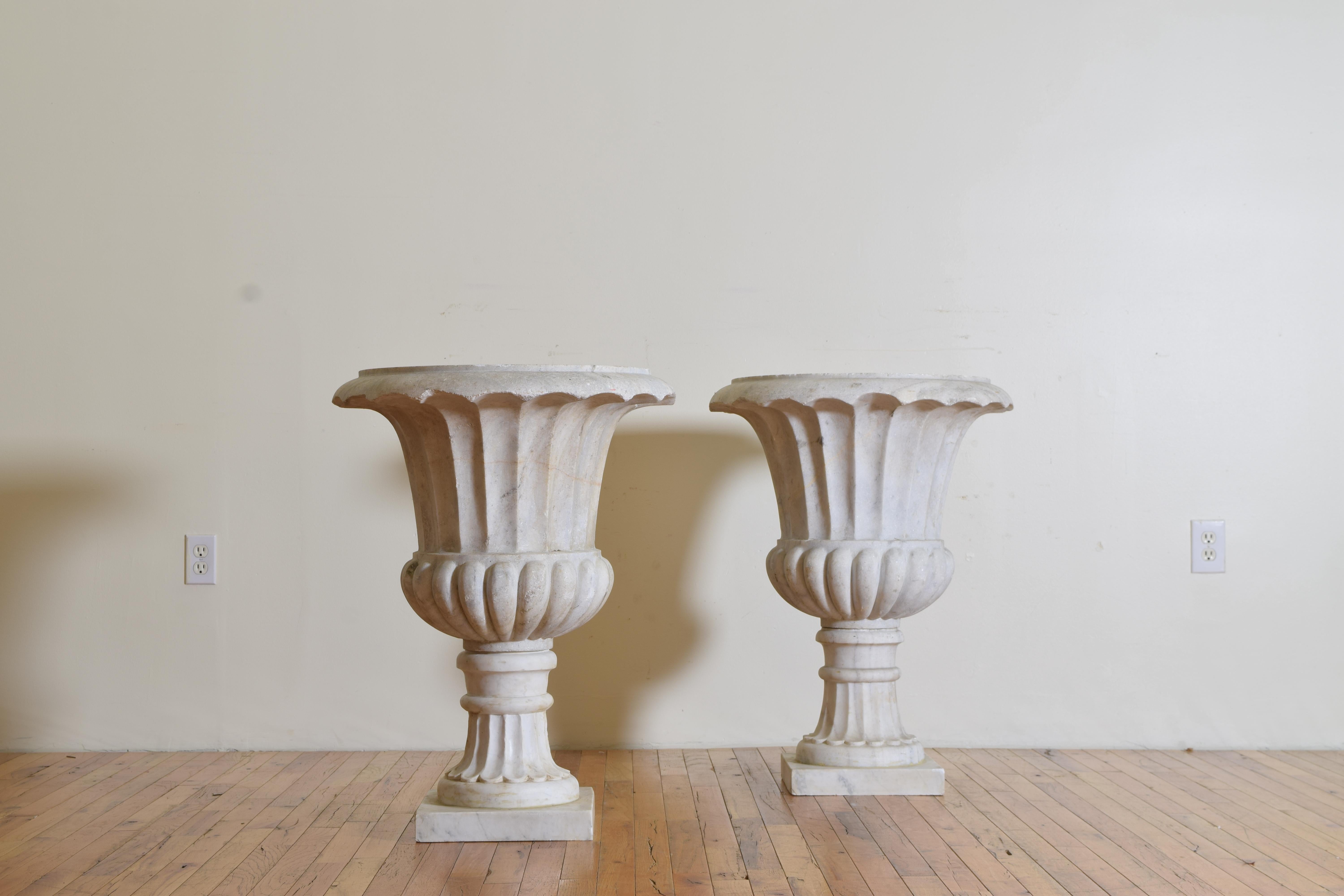 Early 19th Century Pair of Large Italian Marble Urns from the Late 18th Century