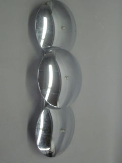 Pair of Large Italian Mid-Century Modern Chrome Sconces / Flush Mounts, Reggiani