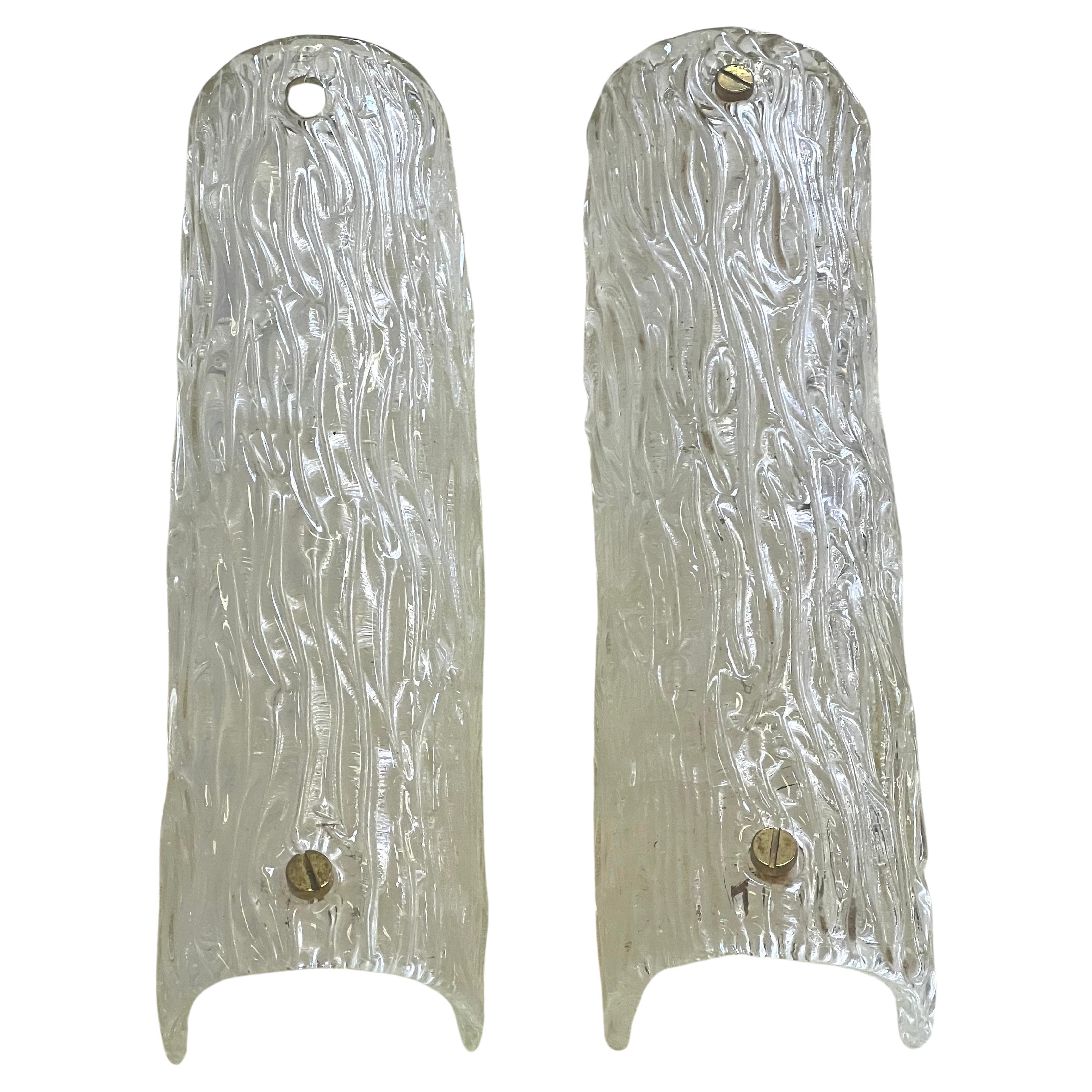 Pair of Large Italian Mid-century Murano Glass "Bambu" Wall Sconces by Venini For Sale