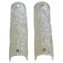 Pair of Large Italian Mid-century Murano Glass "Bambu" Wall Sconces by Venini