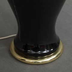 Pair of Large Italian Midcentury Black Ceramic Lamps