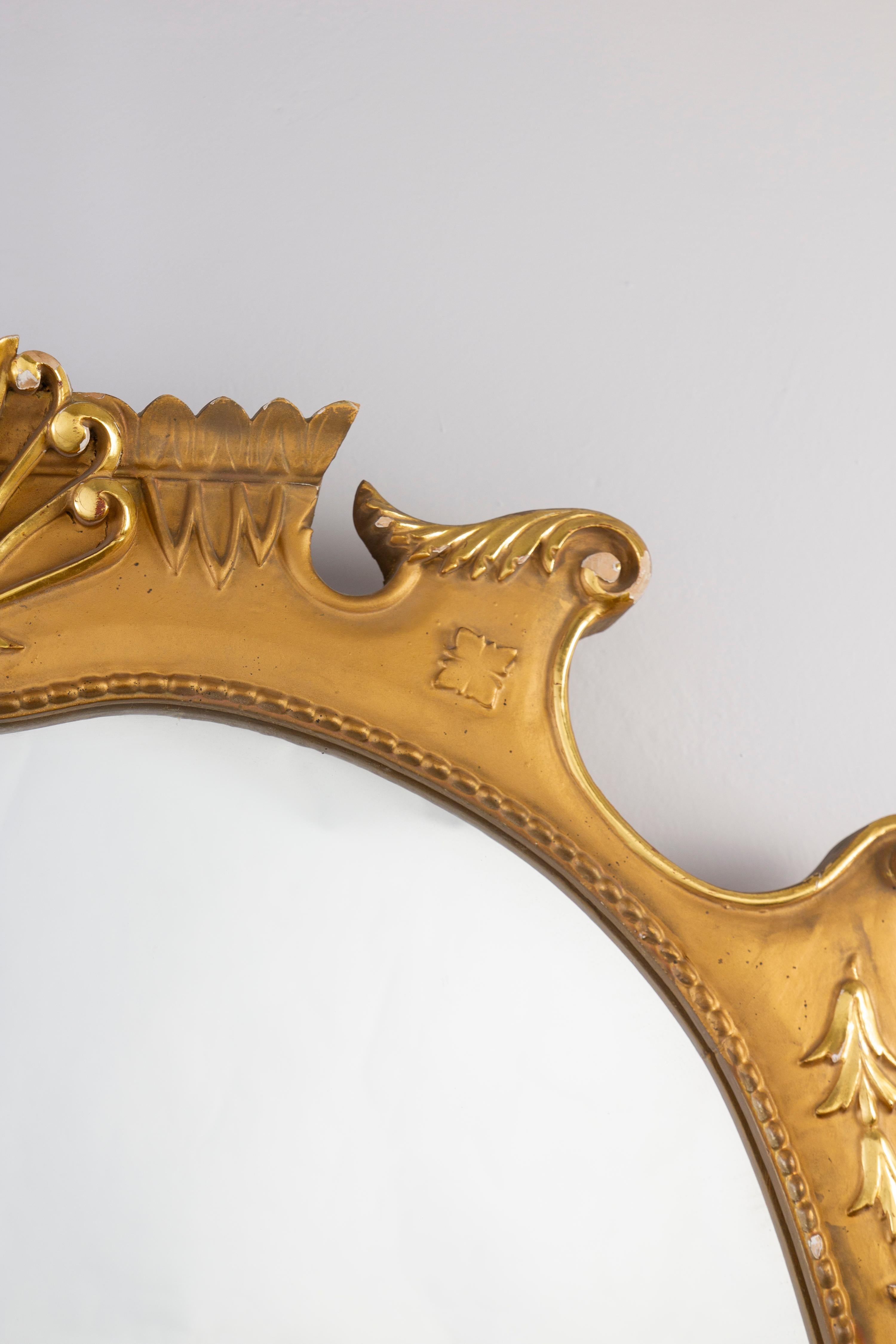 Legno Coppia di grandi specchiere in legno dorato del Medioevo italiano, 1950' in vendita