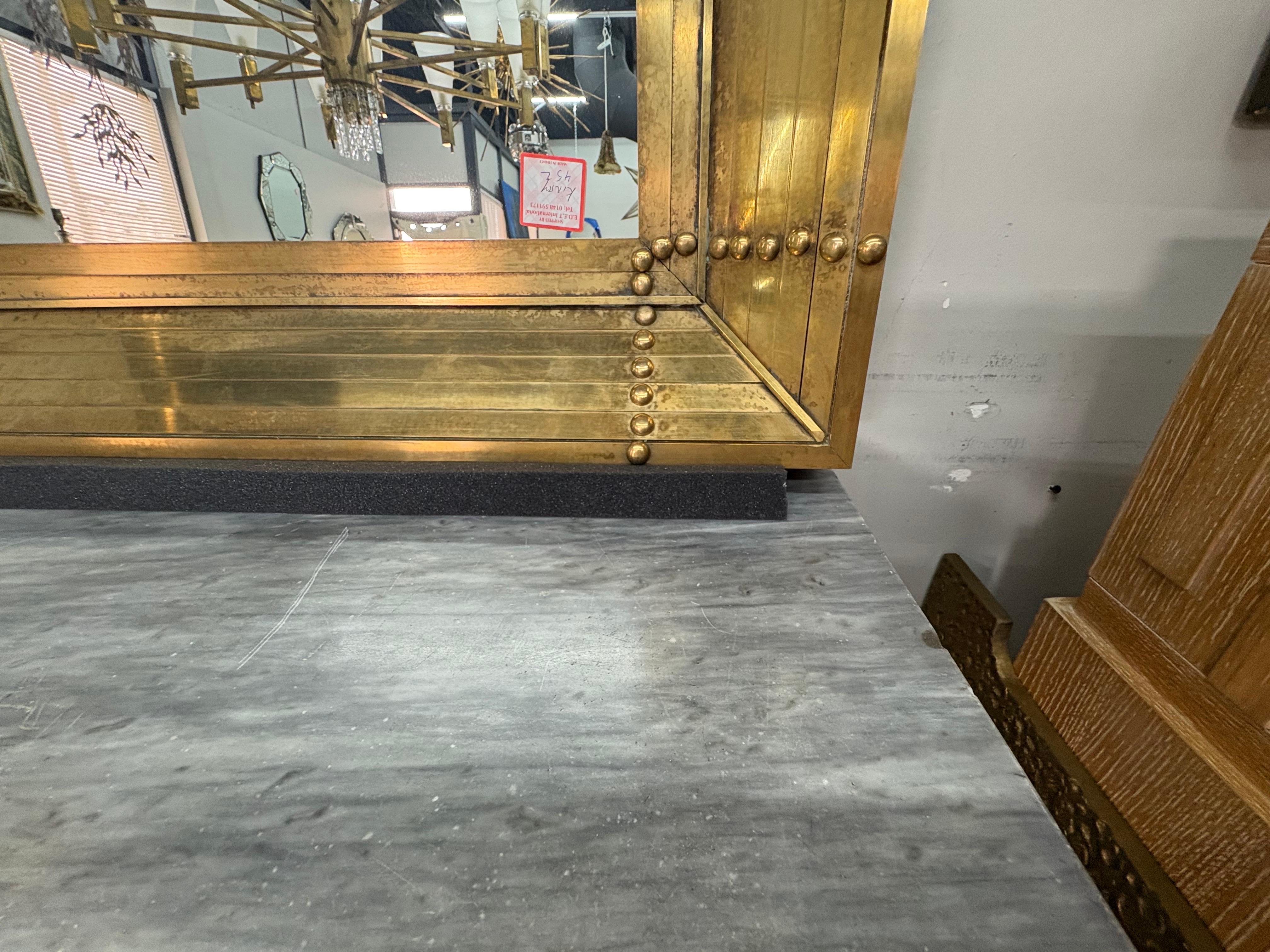 Late 20th Century Pair Of Large Italian Modern Square Bronze Mirrors For Sale