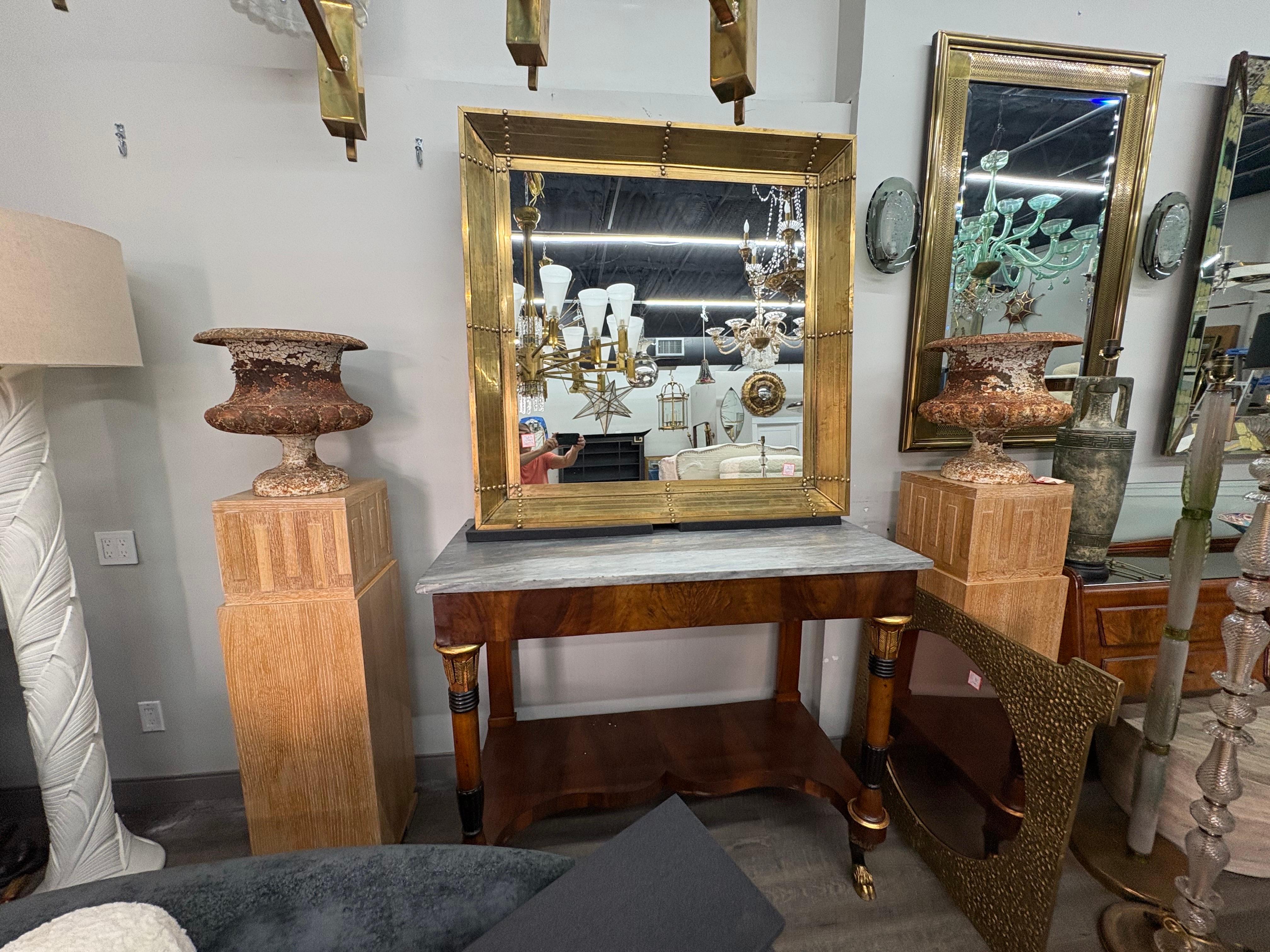 Pair Of Large Italian Modern Square Bronze Mirrors For Sale 2