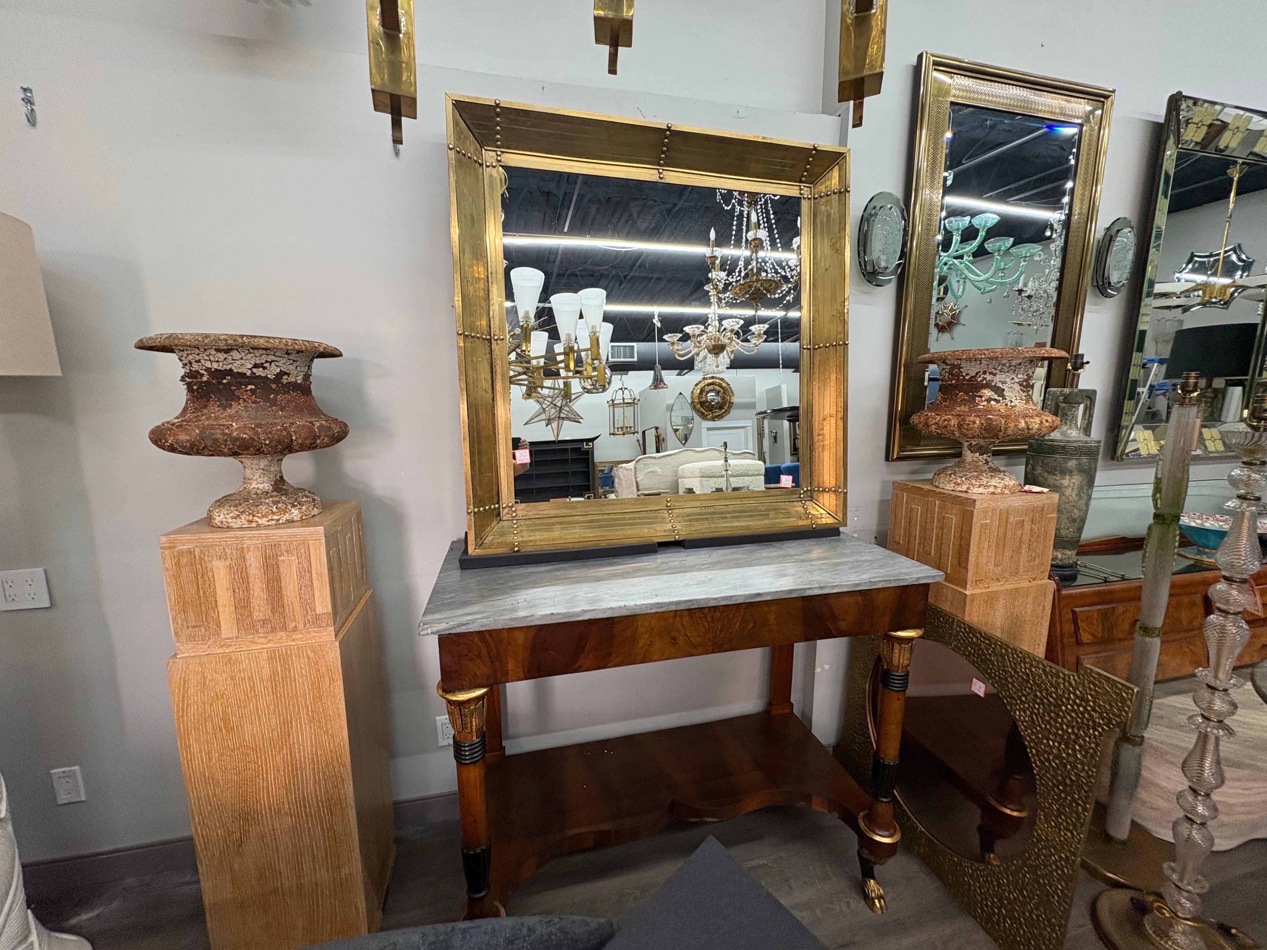 Pair Of Large Italian Modern Square Bronze Mirrors For Sale 3