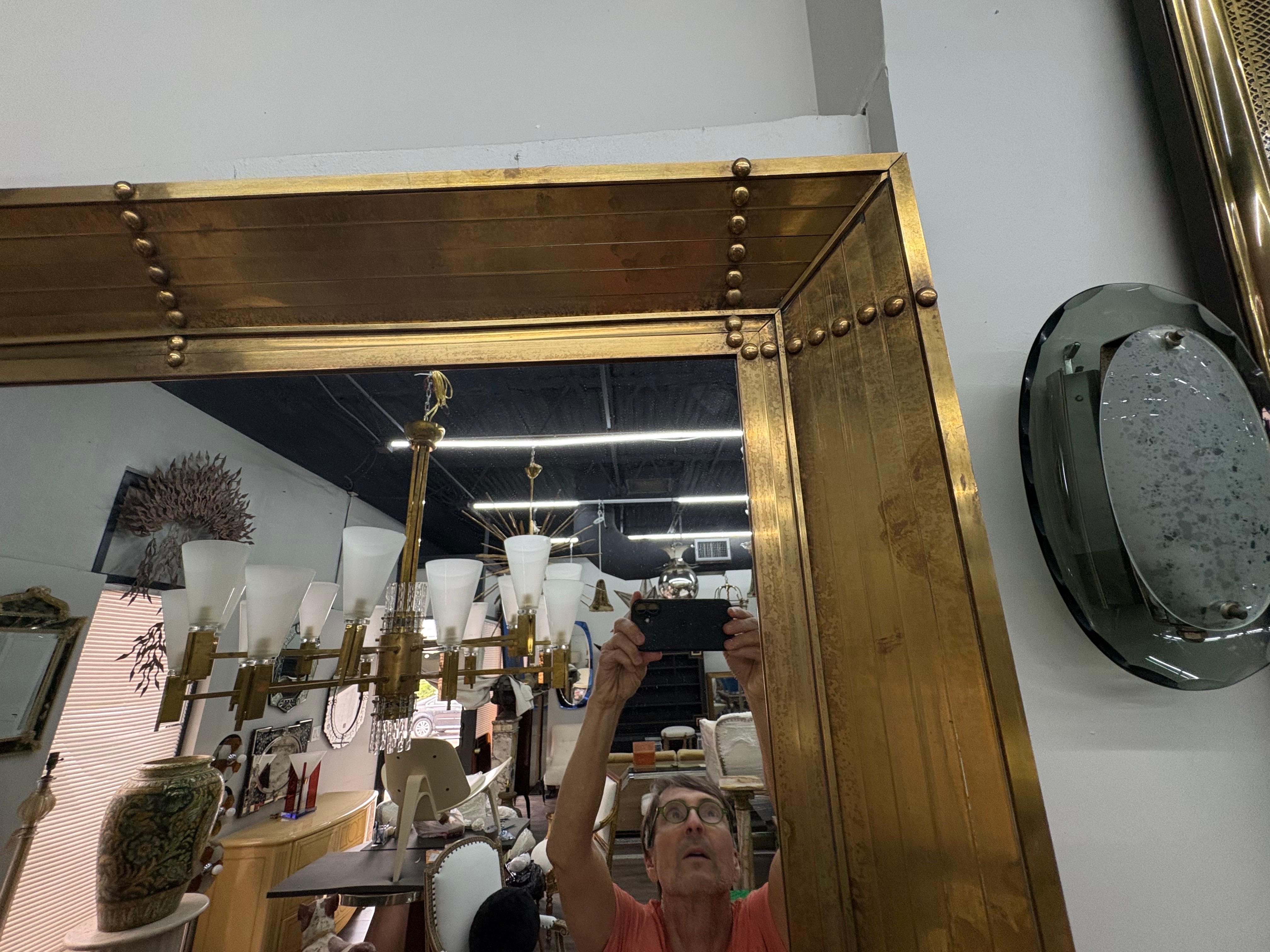 Pair Of Large Italian Modern Square Bronze Mirrors For Sale 4