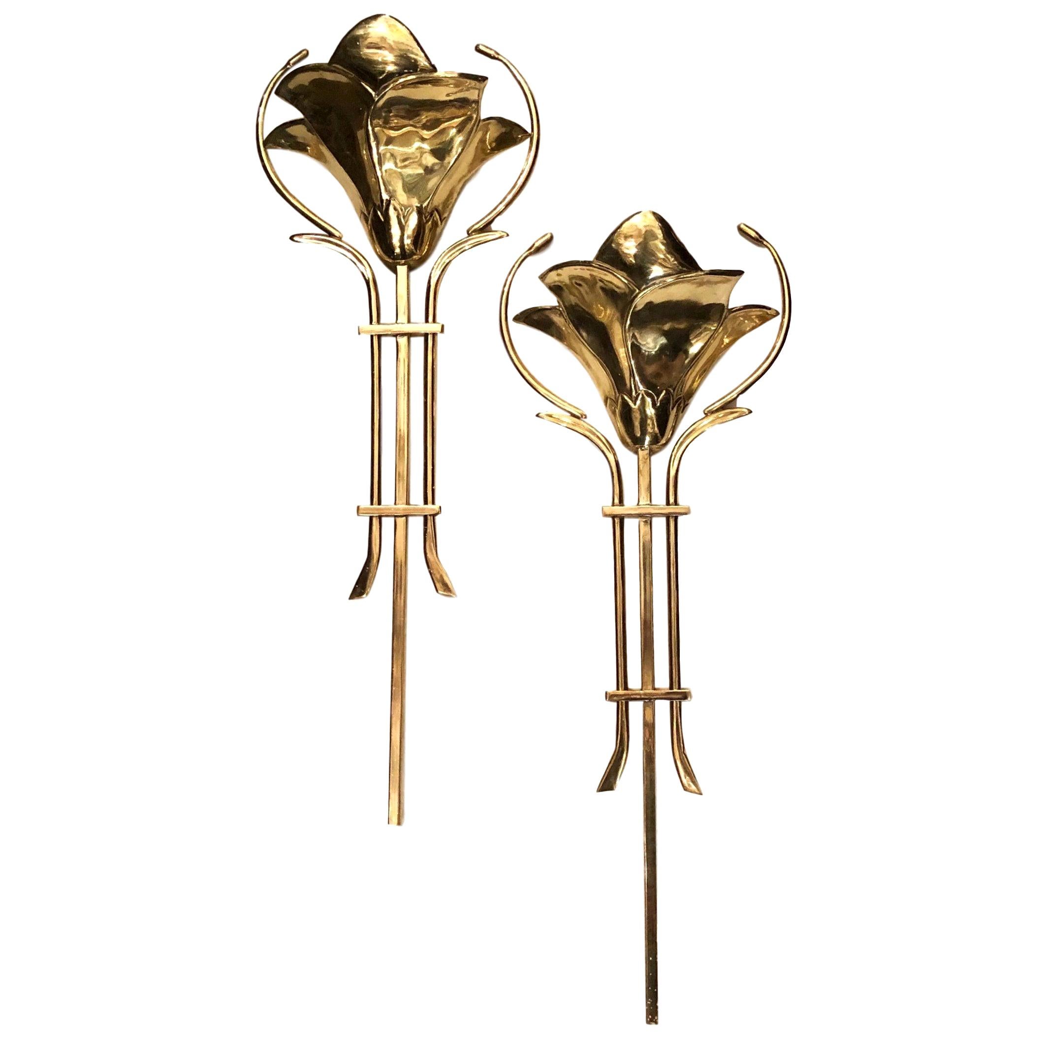 Pair of Large Italian Moderne Sconces For Sale