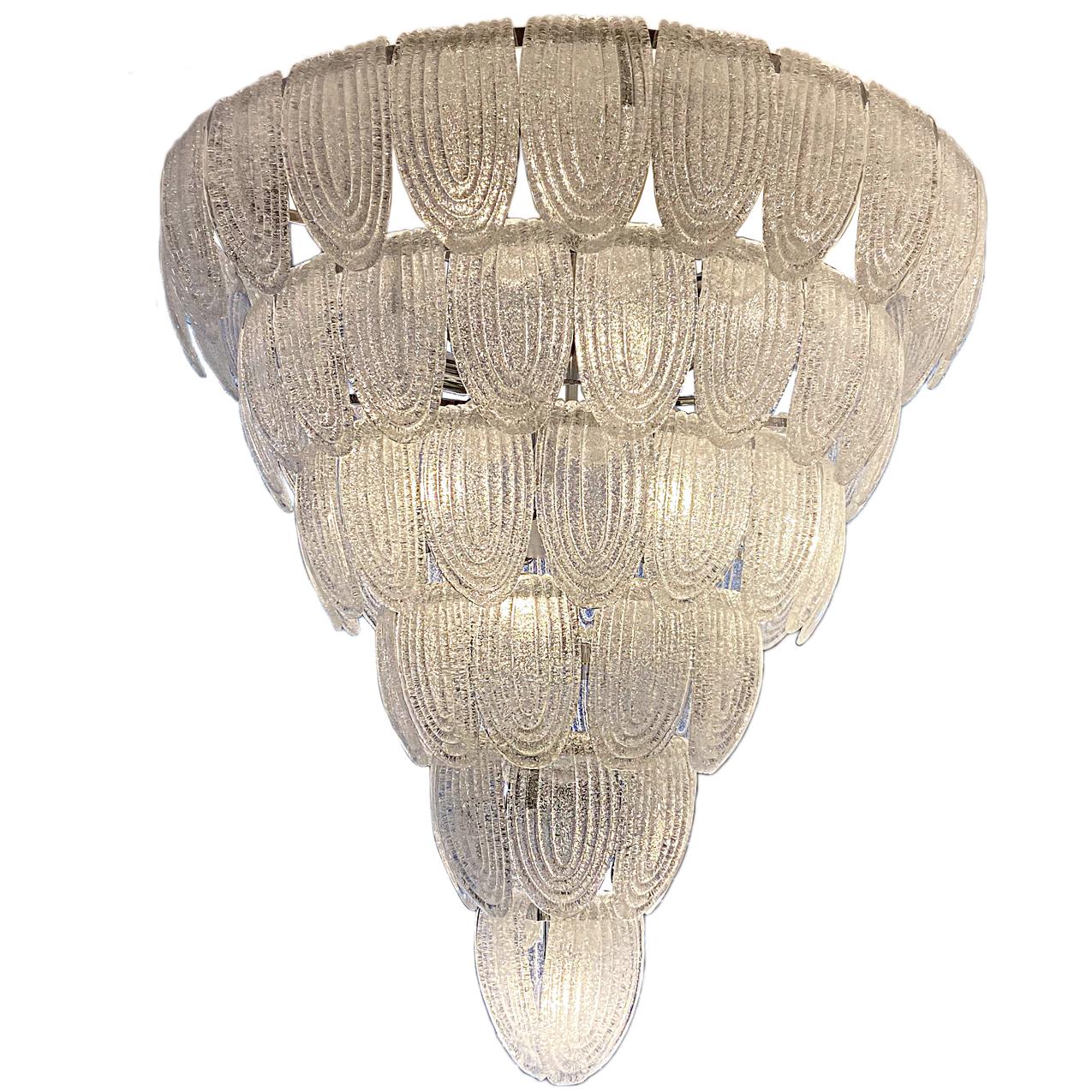 Pair of Large Italian Molded Glass Chandeliers, Sold Individually In Good Condition For Sale In New York, NY