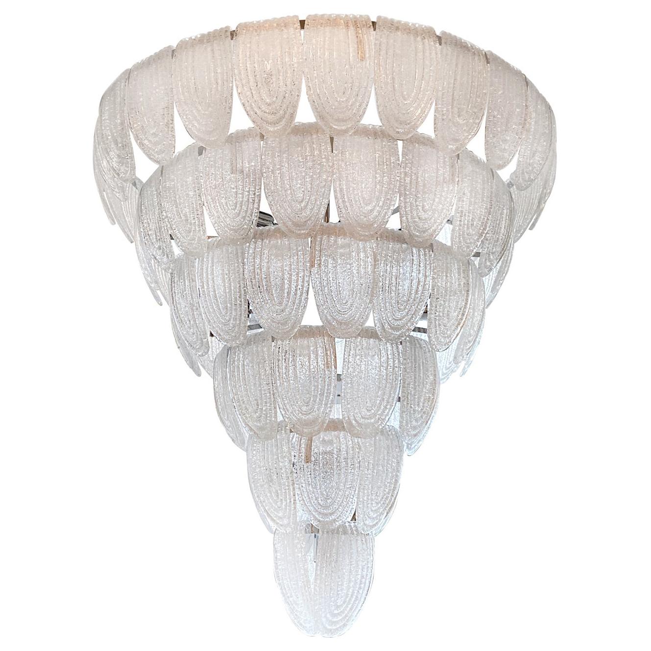 Pair of Large Italian Molded Glass Chandeliers, Sold Individually For Sale