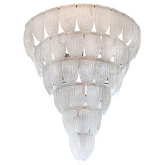 Pair of Large Italian Molded Glass Chandeliers, Sold Individually