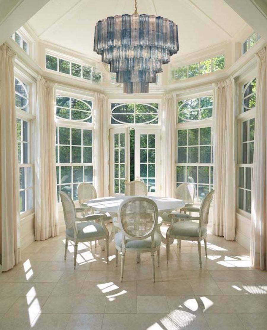 Paar große italienische Murano Glas Blau und Eis Farbe Tronchi Kronleuchter (Moderne der Mitte des Jahrhunderts) im Angebot