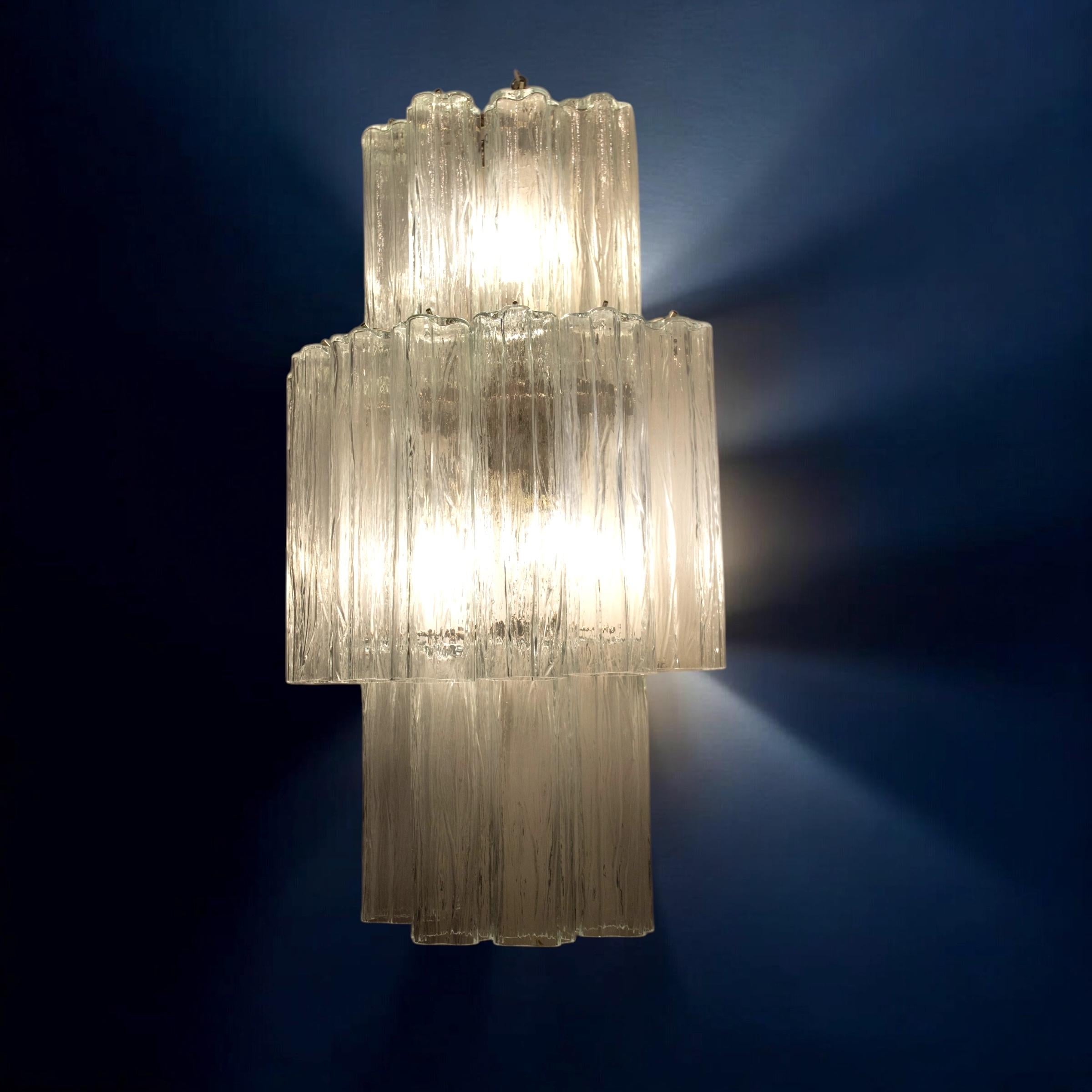 Mid-Century Modern Pair of Large Italian Murano Glass Sconces or Wall Lights  1990' For Sale