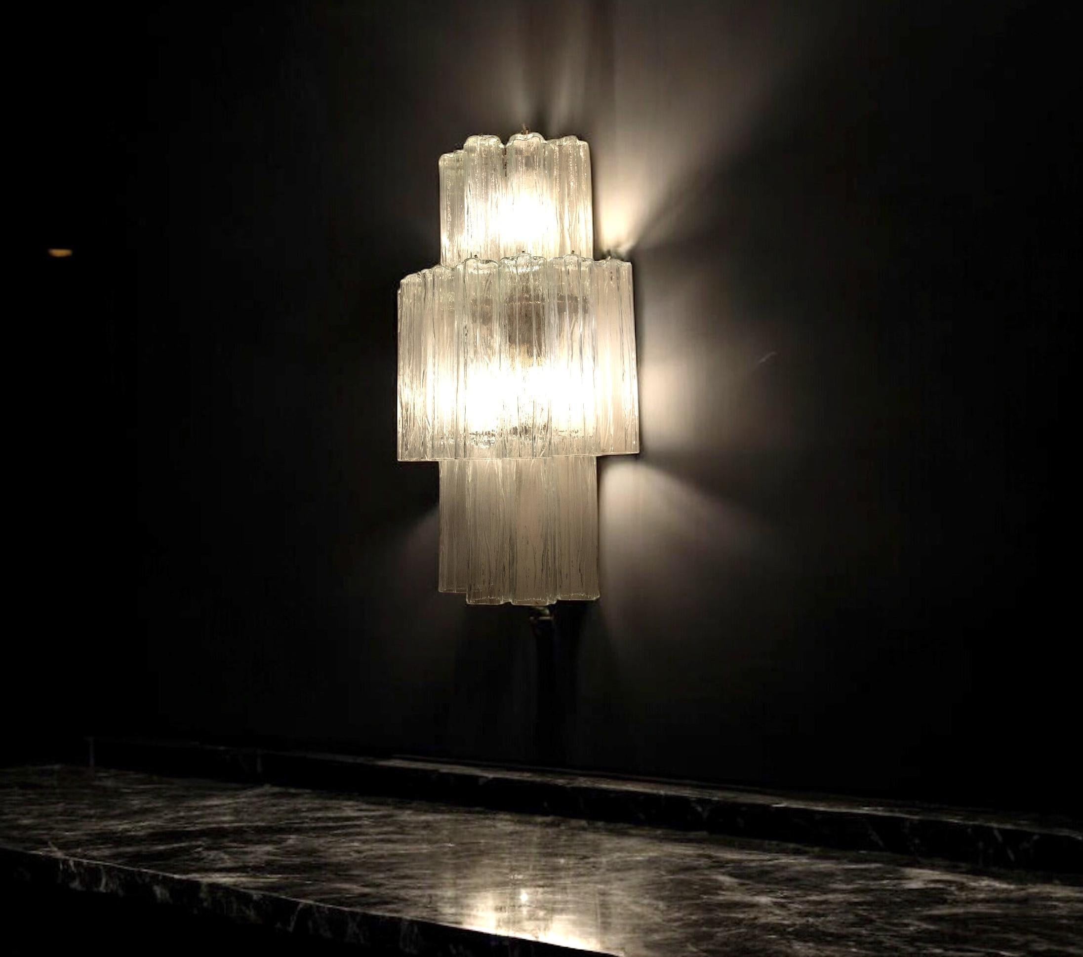Late 20th Century Pair of Large Italian Murano Glass Sconces or Wall Lights  1990' For Sale