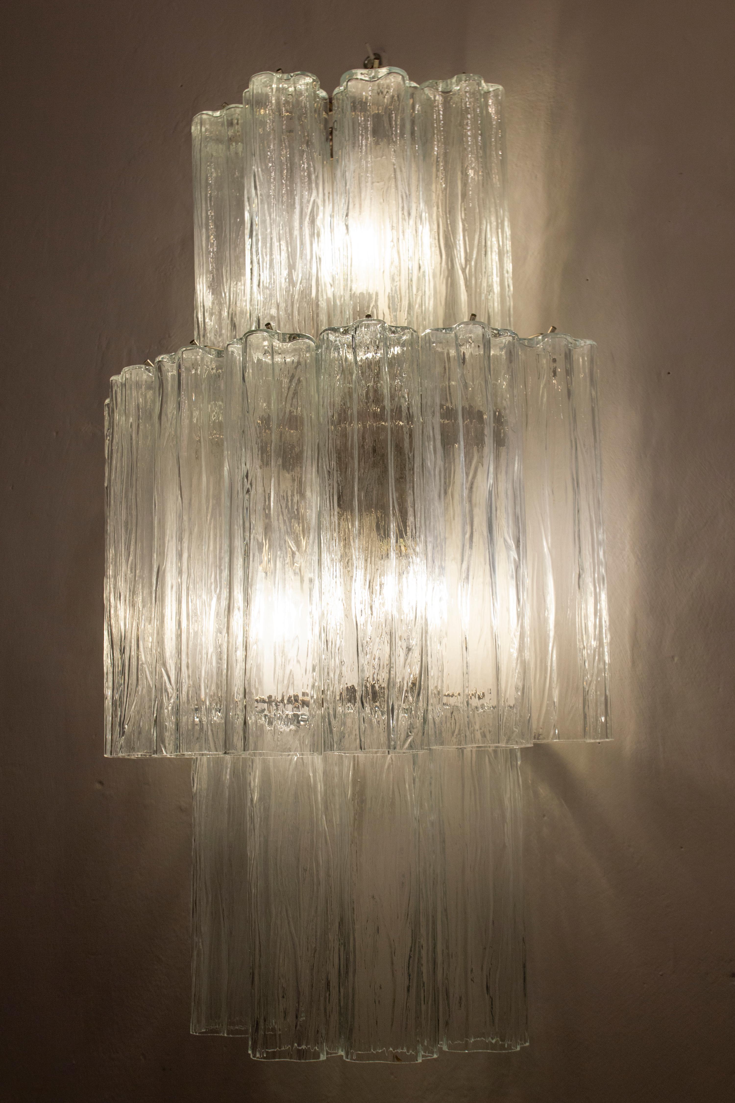 Pair of Large Italian Murano Glass Sconces or Wall Lights  1990' For Sale 2